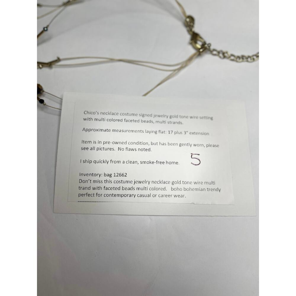 Chico's beaded necklace on wire faceted beads costume signed jewelry beaded - Picture 13 of 13